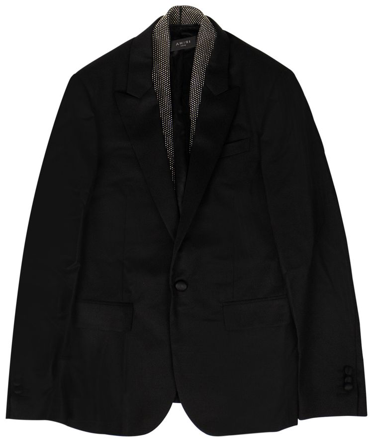 Amiri Wool Studded Scarf Blazer Black
