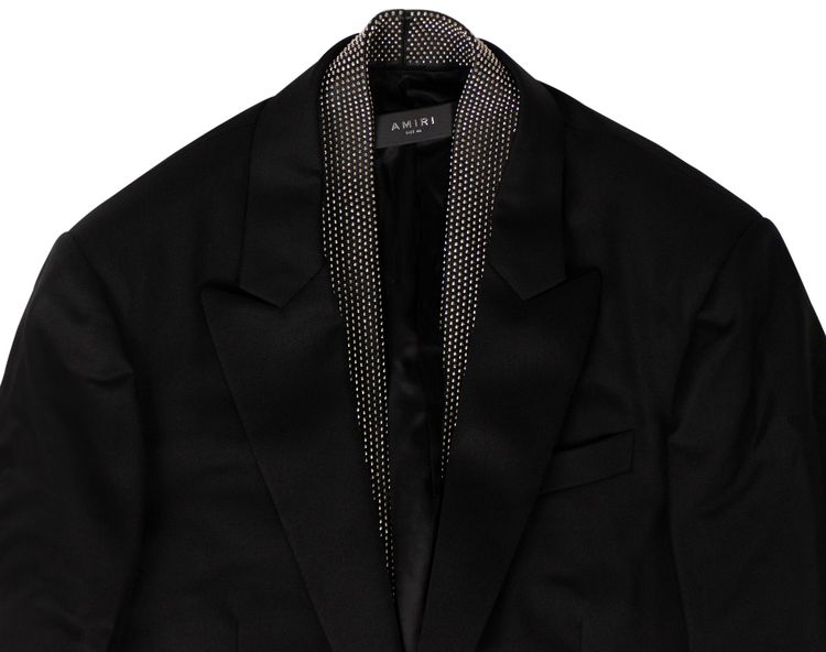 Amiri Wool Studded Scarf Blazer Black