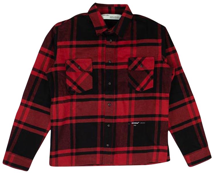 Off White Luxury Check Button Down Shirt Red