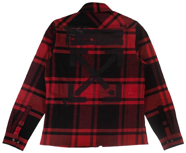 Off White Flannel Button Down Shirt Red