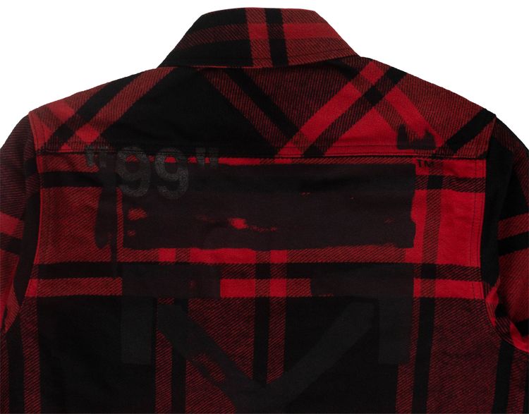 Off White Flannel Button Down Shirt Red