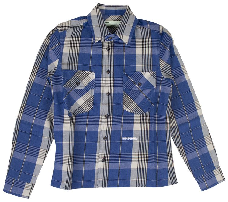 Off White Check Button Down Shirt Blue