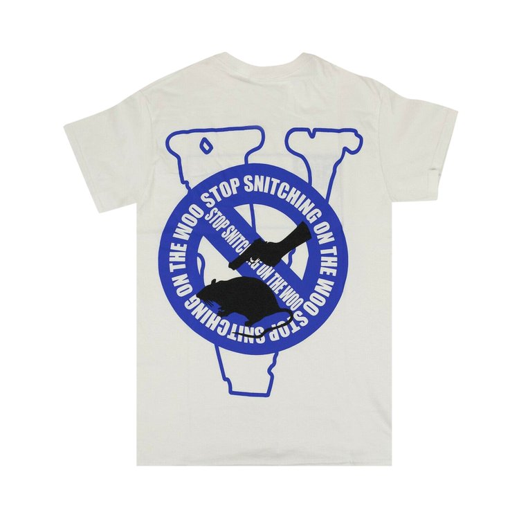 Vlone x Pop Smoke Stop Snitching Short Sleeve T Shirt WhiteBlue