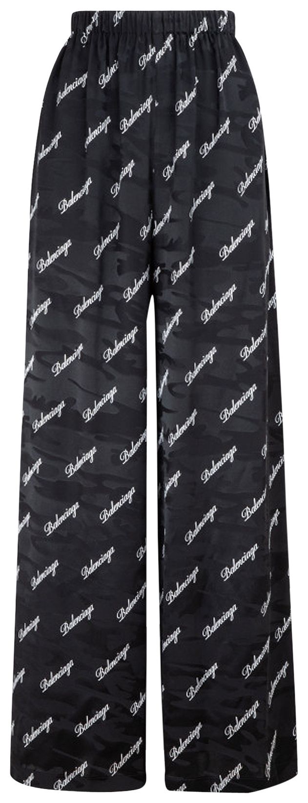 Balenciaga Oblique Logo Silk Trousers BlackWhite