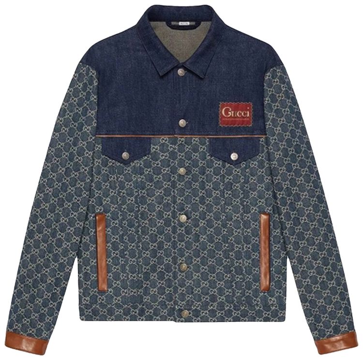 Gucci Eco Washed Organic Denim Jacket Dark BlueIvory