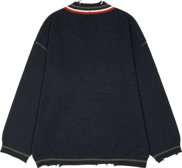 Ambush Dangled Rib Knit V Neck Navy