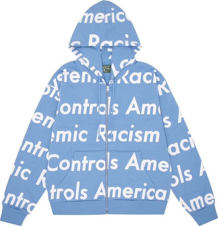 Denim Tears x Arthur Jafa Systemic Racism Controls America Zip Up Hoodie 'Dusty Blue'