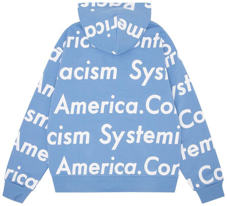 Denim Tears x Arthur Jafa Systemic Racism Controls America Zip Up Hoodie Dusty Blue
