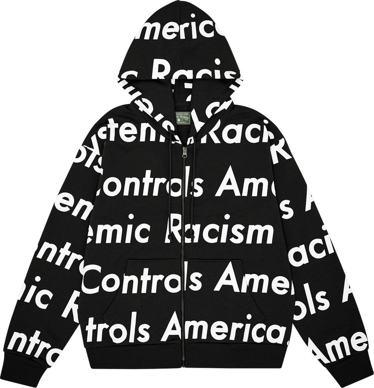 Denim Tears x Arthur Jafa Systemic Racism Controls America Zip Up Hoodie 'Black'