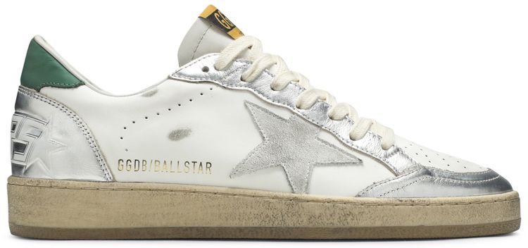 Golden Goose Ball Star White Silver Green