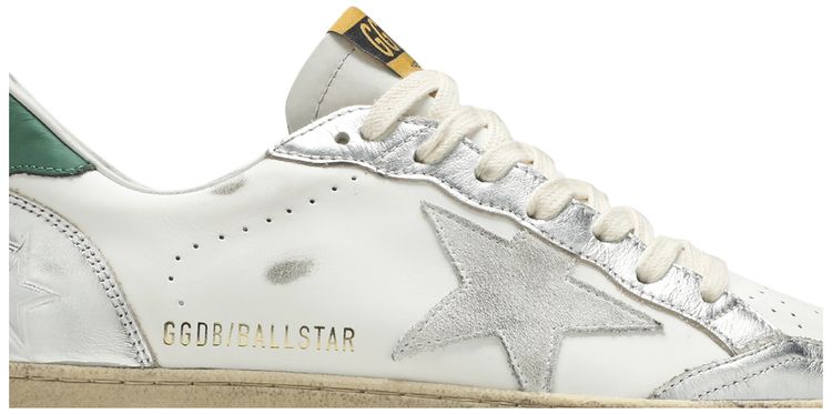 Golden Goose Ball Star White Silver Green