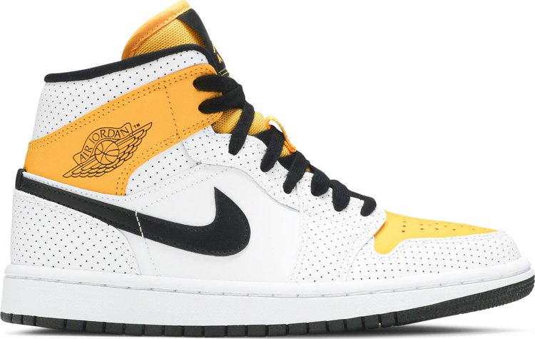 Wmns Air Jordan 1 Mid Perforated   White University Gold