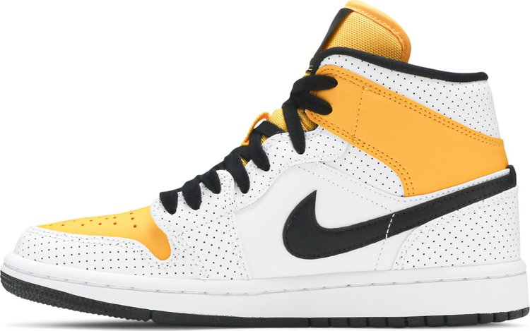 Wmns Air Jordan 1 Mid Perforated   White University Gold