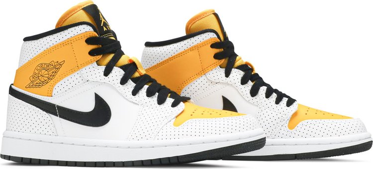 Wmns Air Jordan 1 Mid Perforated   White University Gold