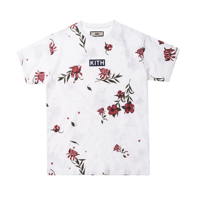 Kith Floral Classic Logo Tee WhiteRed