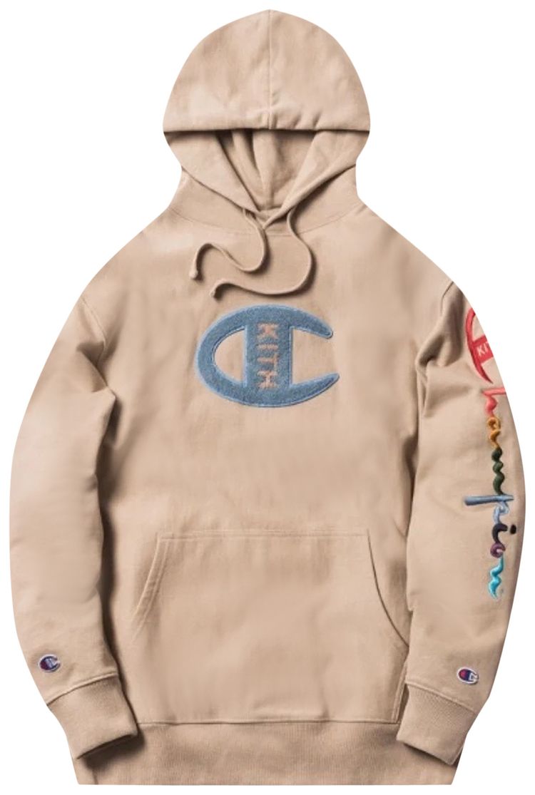 Kith x Champion Logo Hoodie Sand