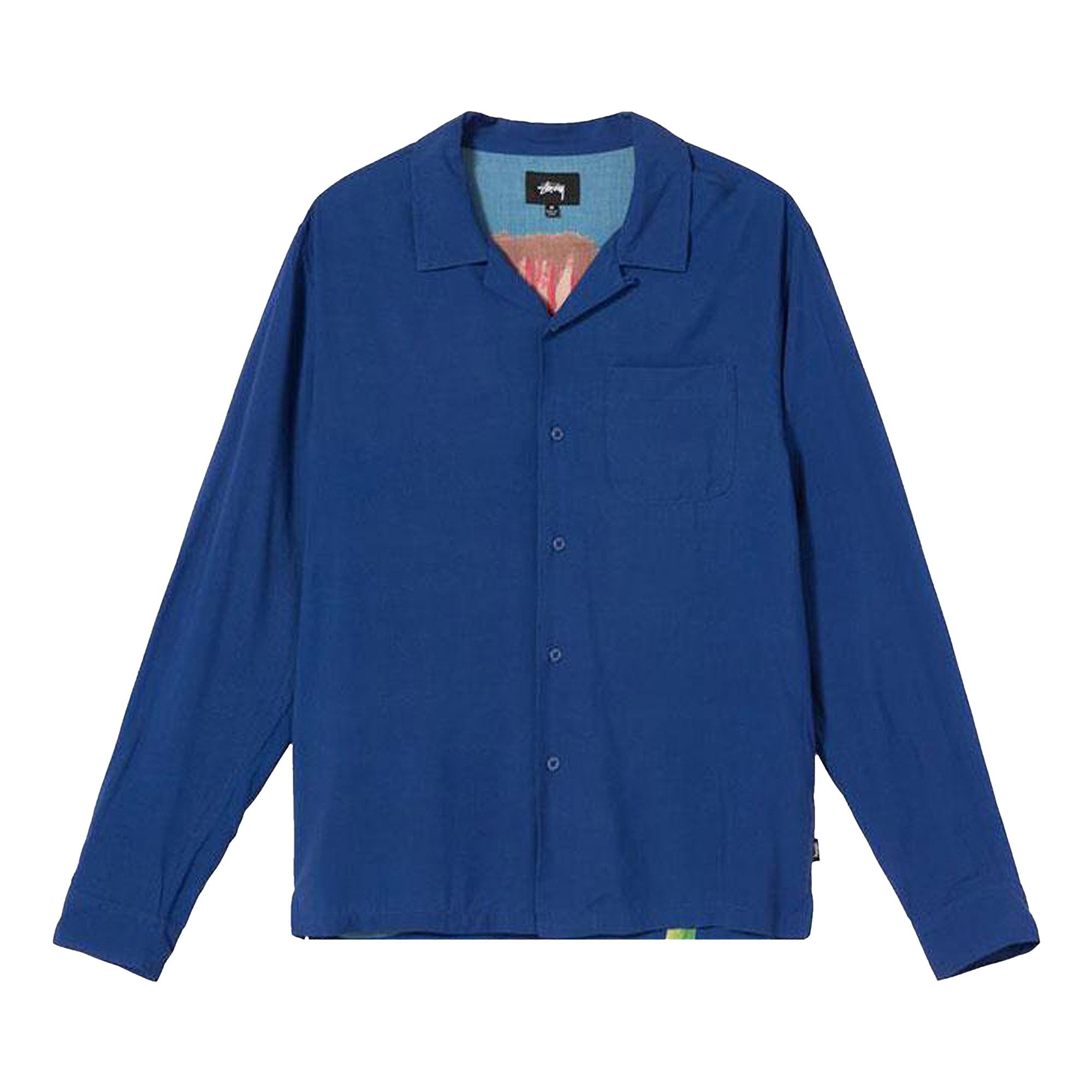 Size m Stussy Big Poppy Long-Sleeve Shirt 'Blue'