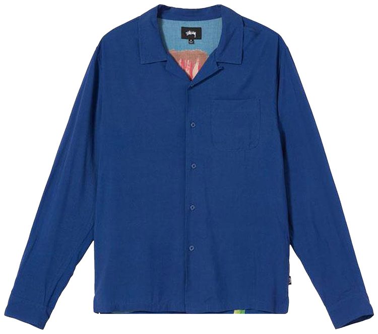 Stussy Big Poppy Long Sleeve Shirt Blue
