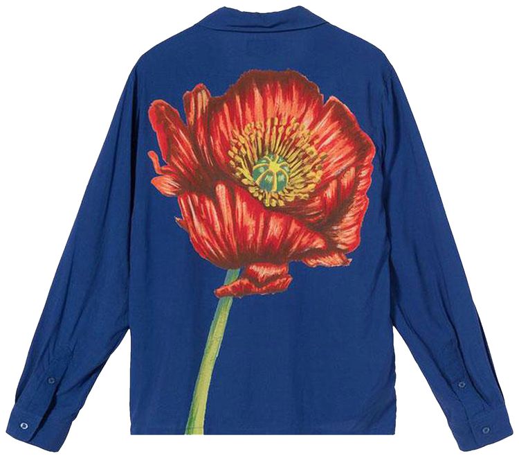Stussy Big Poppy Long Sleeve Shirt Blue