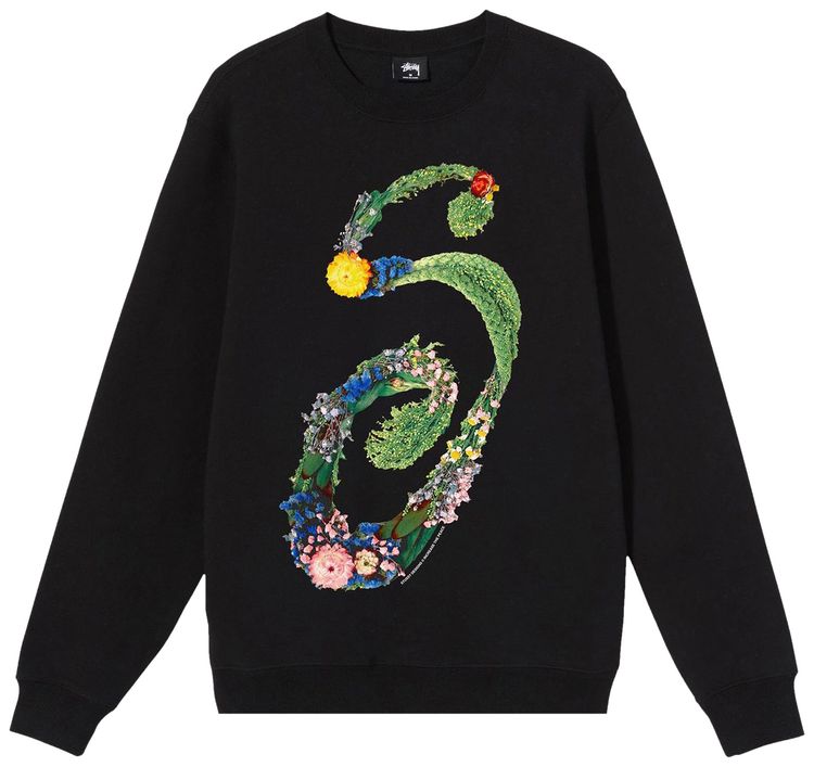 Stussy Floral S Crew Black