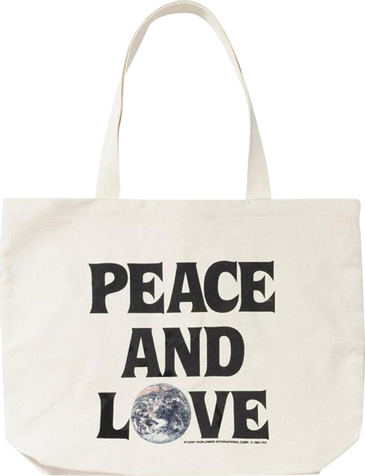 Stussy Peace And Love Canvas Tote Bag 'Natural'