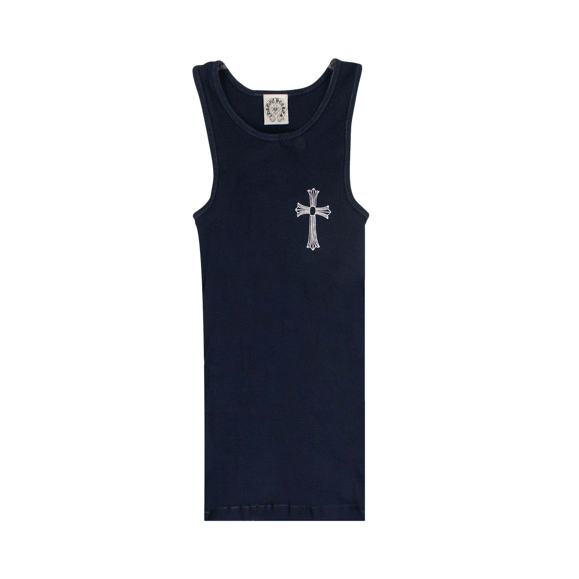 Buy Chrome Hearts Ribbed Cross Horseshoe Logo Tank Top 'Navy