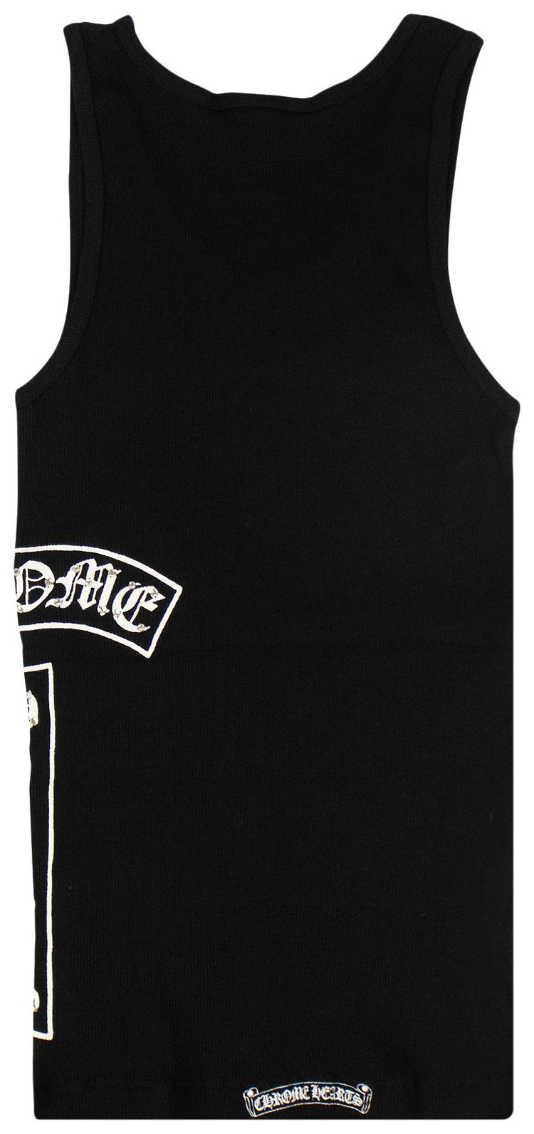 Chrome Hearts Ribbed Swarovski Crystal Side Logo Tank Top Black