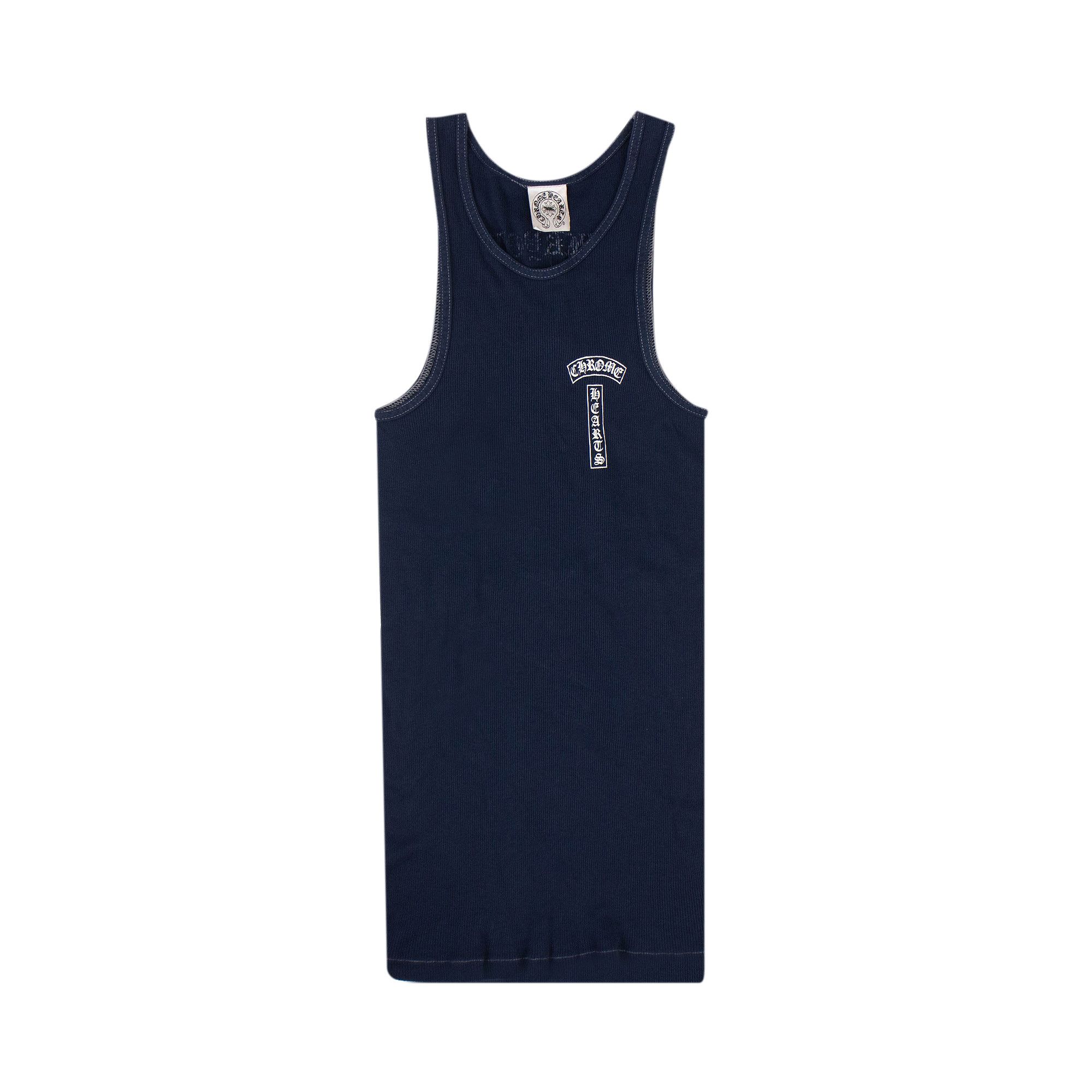 Buy Chrome Hearts Ribbed Logo Cross Tank Top 'Navy Blue' - 1383