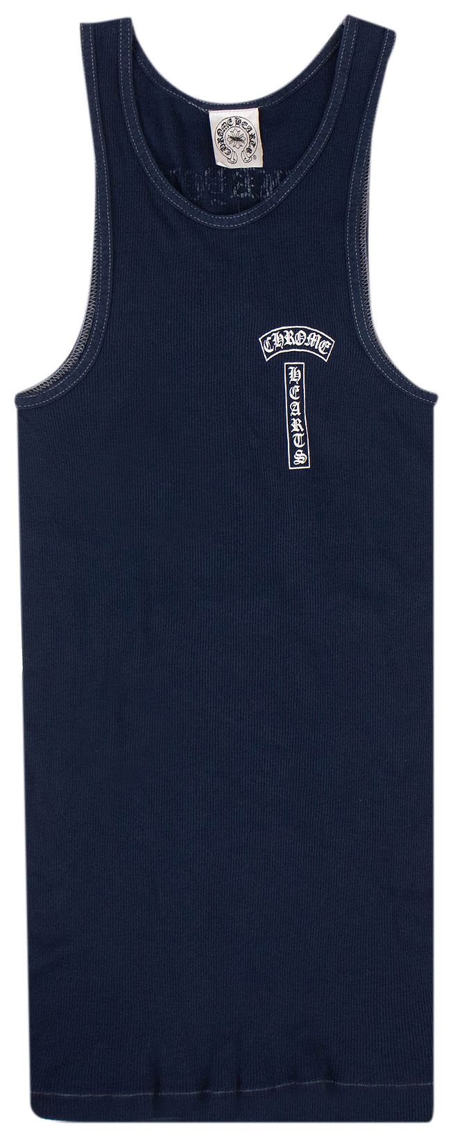 Chrome Hearts Ribbed Logo Cross Tank Top Navy Blue