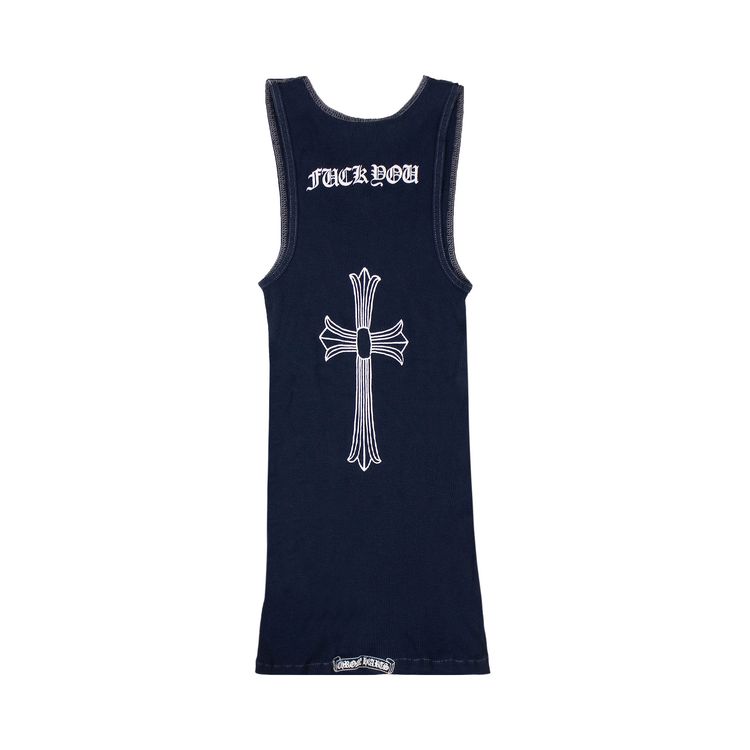 Chrome Hearts Ribbed Cross Logo F You Tank Top Black