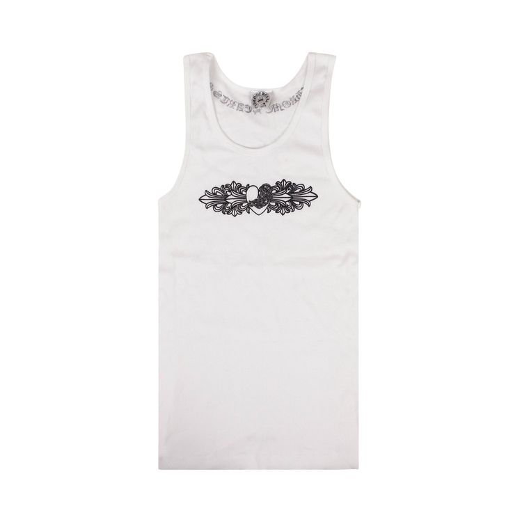 Chrome Hearts Ribbed Logo Heart Tank Top White