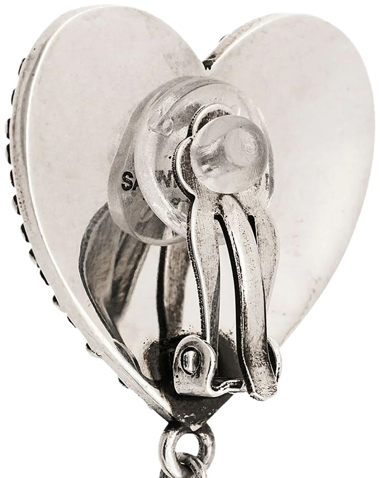 Saint Laurent Branded Clip on Earrings Silver