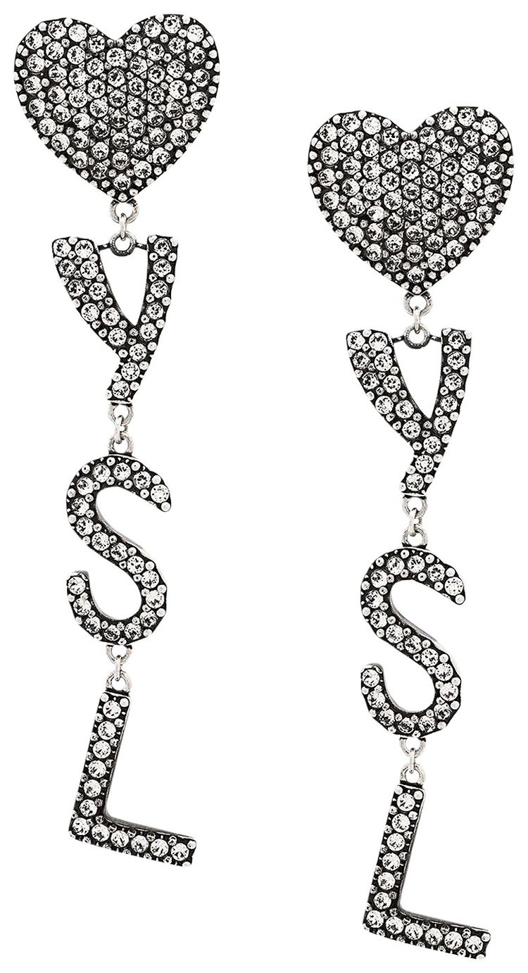 Saint Laurent Branded Clip on Earrings Silver