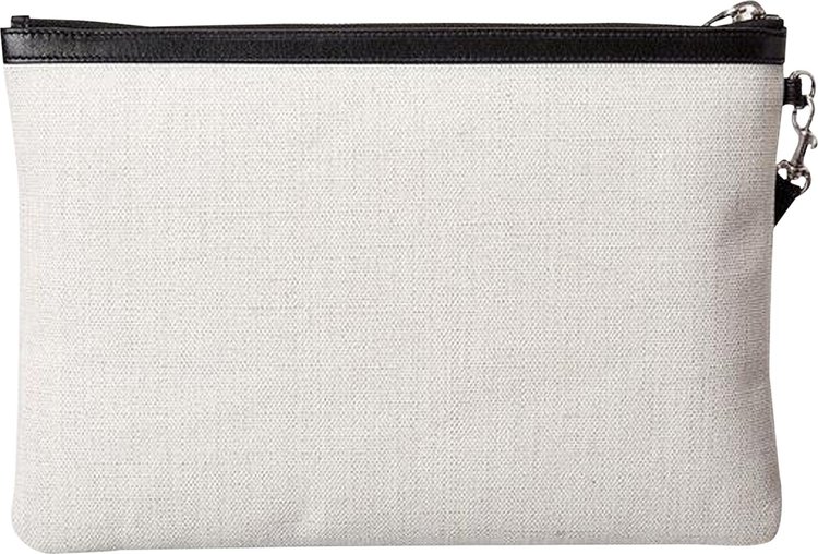 Saint Laurent Rive Gauche Logo Clutch Lino BiancoNero