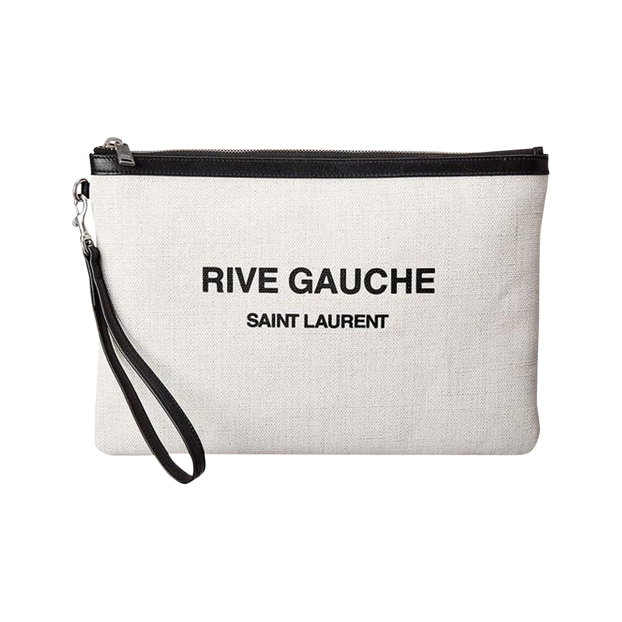 Buy Saint Laurent Rive Gauche Logo Clutch Lino Bianco Nero 565722 9J58E 9273 GOAT