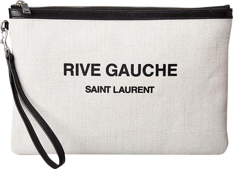 Saint Laurent Rive Gauche Logo Clutch 'Lino Bianco/Nero'