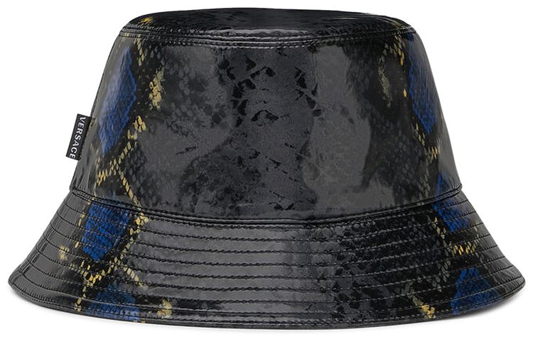 Versace Python Print Bucket Hat Black