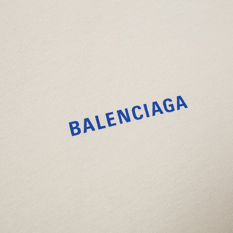 Balenciaga Badge Logo Tee Chalky WhiteBlue