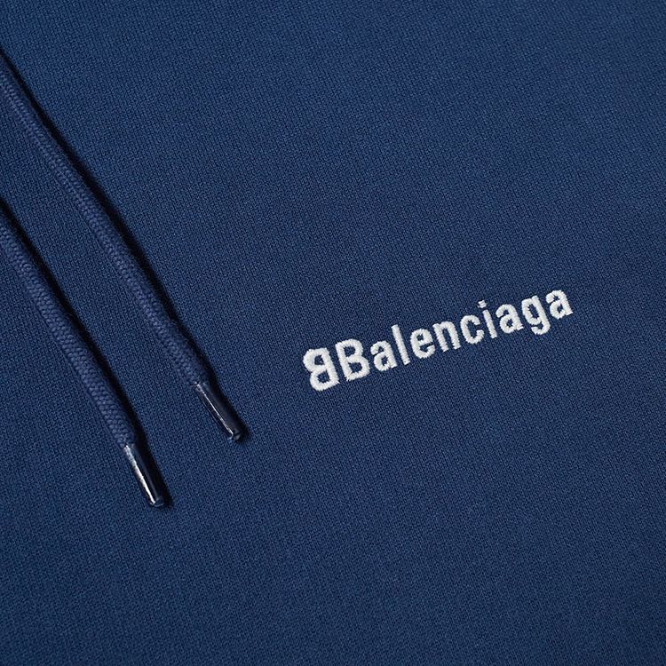 Balenciaga Corporate Logo Popover Hoodie Nautical BlueWhite