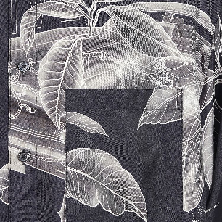 Givenchy Silk Floral Schematics Shirt BlackGreyWhite
