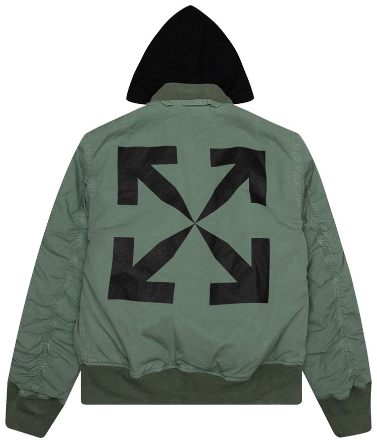 Off White Vintage Arrow Bomber Hedge GreenBlack