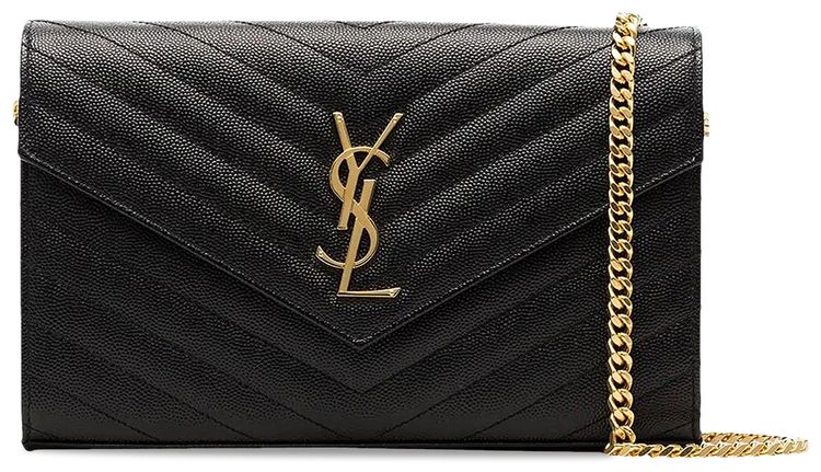 Saint Laurent Medium Matelasse Leather Wallet On Chain Nero