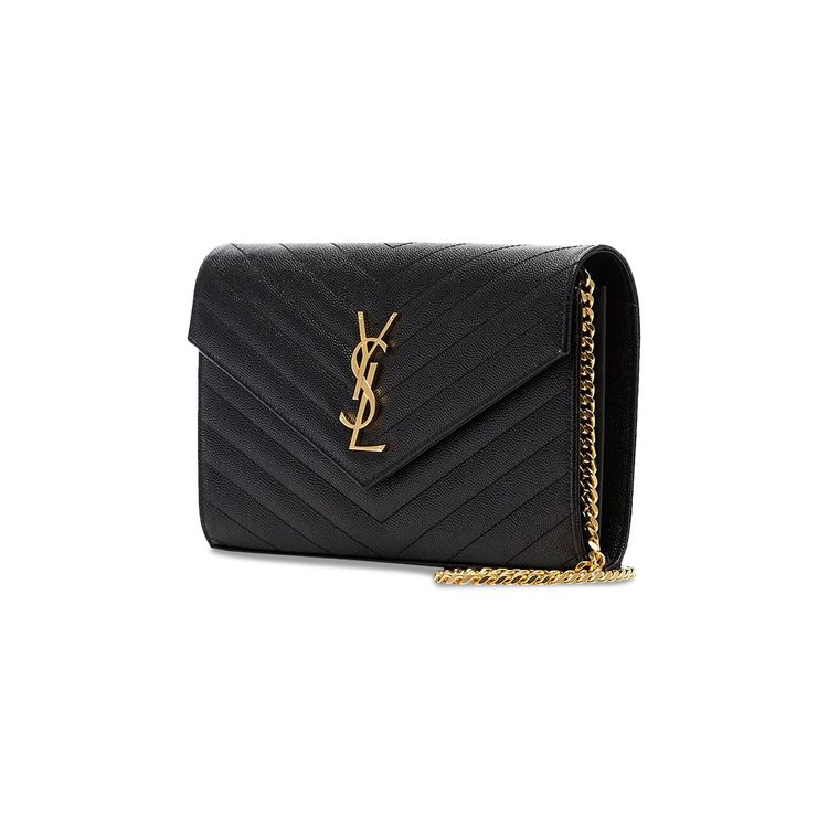 Saint Laurent Medium Matelasse Leather Wallet On Chain Nero
