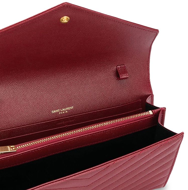 Saint Laurent Medium Matelasse Leather Wallet On Chain Opyum Red