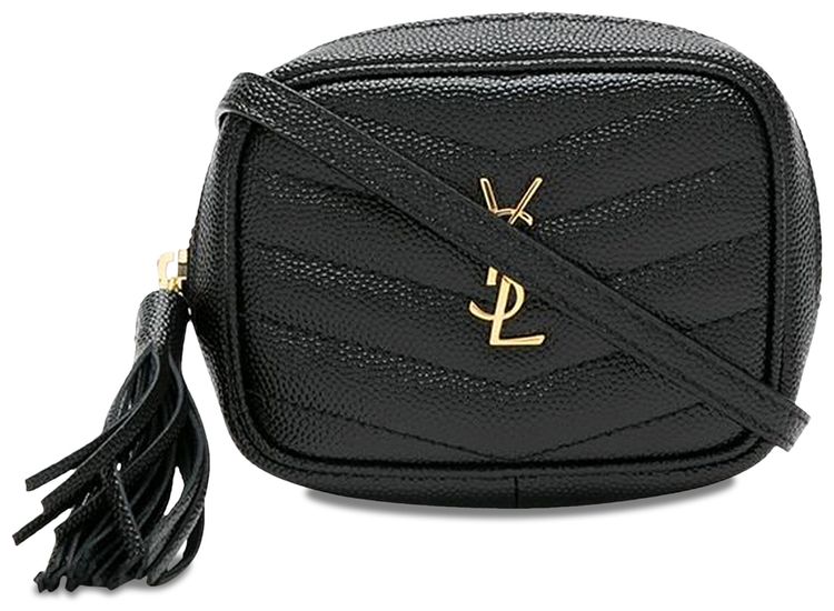 Saint Laurent Grain De Poudre Key Pouch On Chain Nero