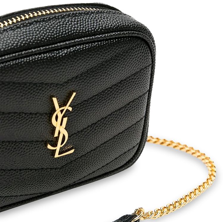 Saint Laurent Grain De Poudre Key Pouch On Chain Nero