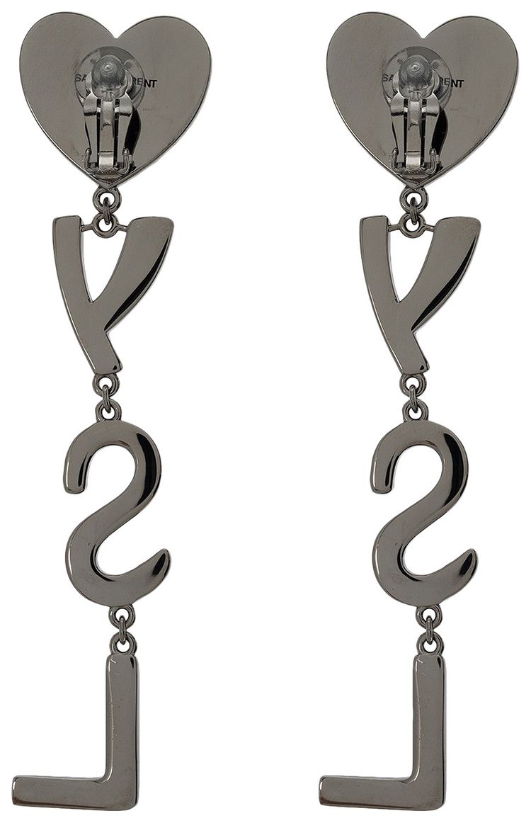 Saint Laurent Heart Clip On Earrings RuteniumBlack