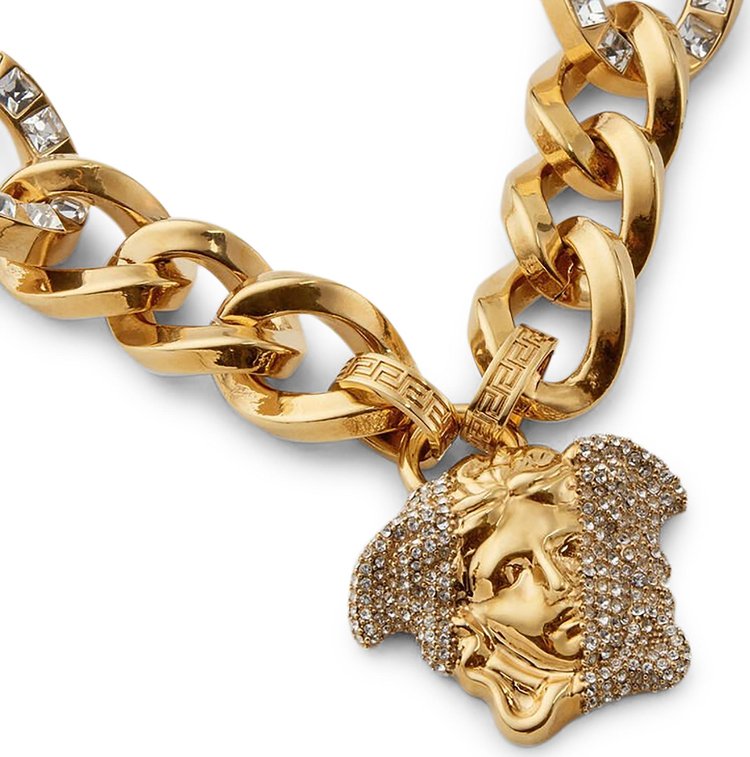 Versace Palazzo Dia Crystal Chain Necklace CrystalVersace Gold