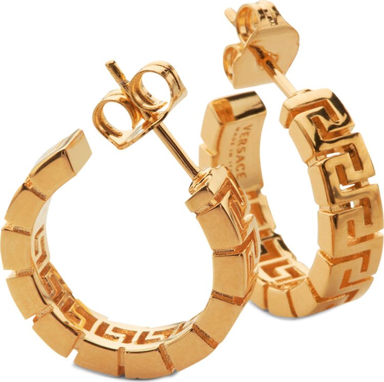 Versace Greca Hoop Earrings Warm Gold