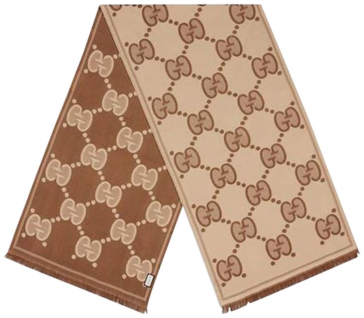 Gucci GG Wool Jacquard Scarf Beige